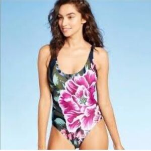 NWT Kona Sol floral medium coverage one piece swim suit medium